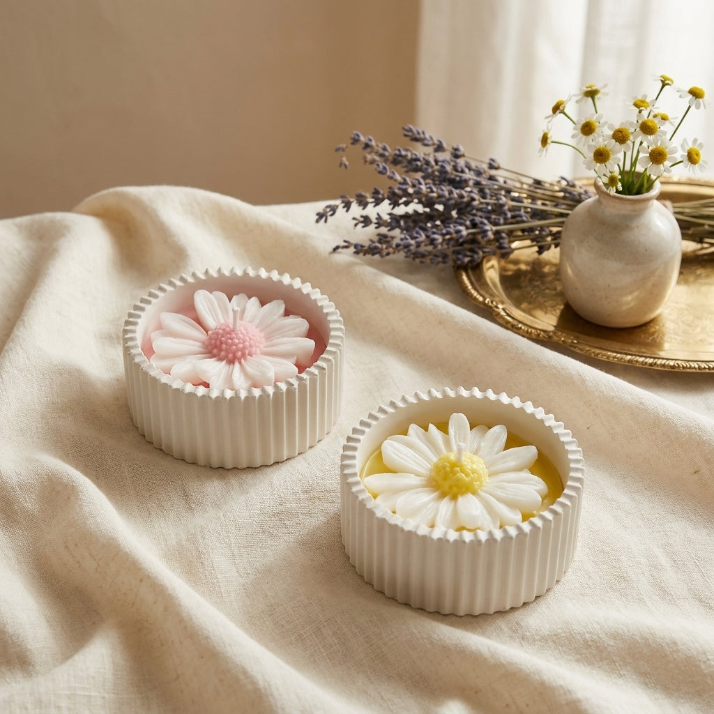 Daisy Bloom Candle Duo