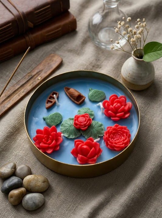 Lotus Pond | 5'' Hammered Metal Urli Candle